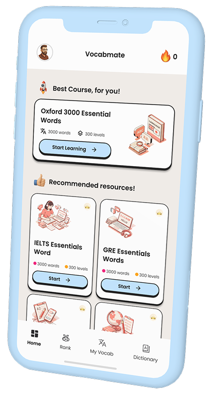 VocabMate Pro native language story with Bengali, Hindi, Arabic translations